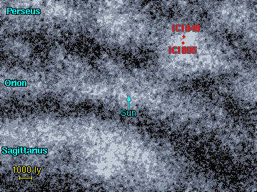 The location of the Heart and Soul nebulae